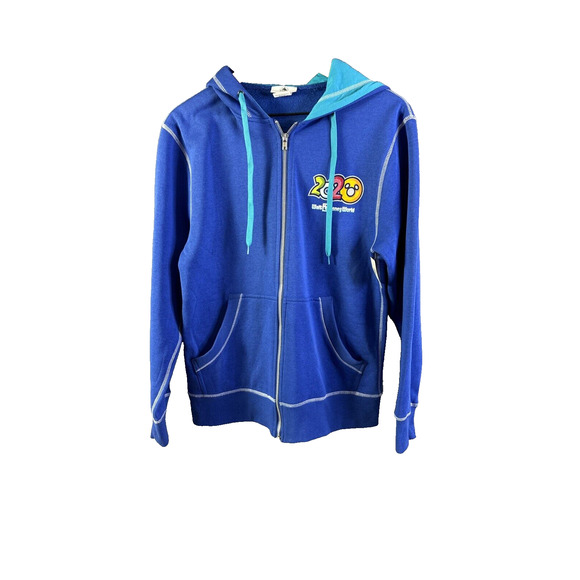 Disney Parks 2020 Hoodie Small Blue Zip Up Sweatshirt Mickey Pluto Donald - Picture 3 of 12